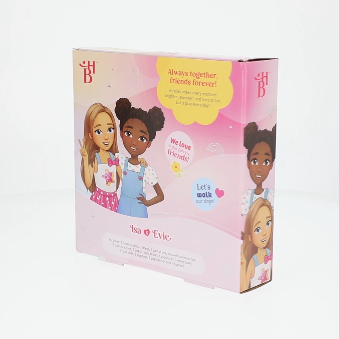 Hey Bestie Isa & Evie 18 Piece Set of 2 (5.5-inch) Mini Dolls with