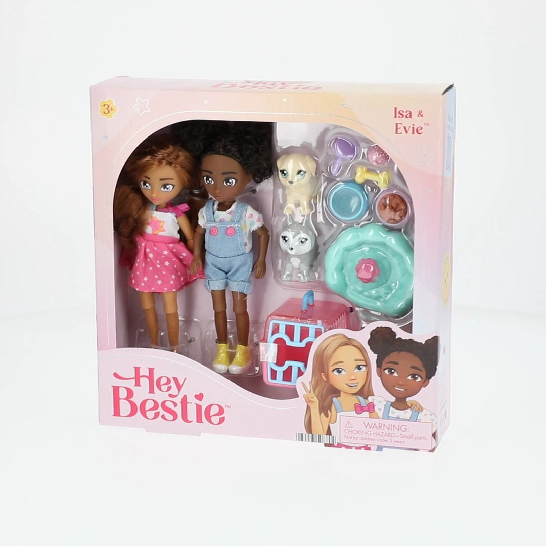 Hey Bestie Isa & Evie 18 Piece Set of 2 (5.5-inch) Mini Dolls with
