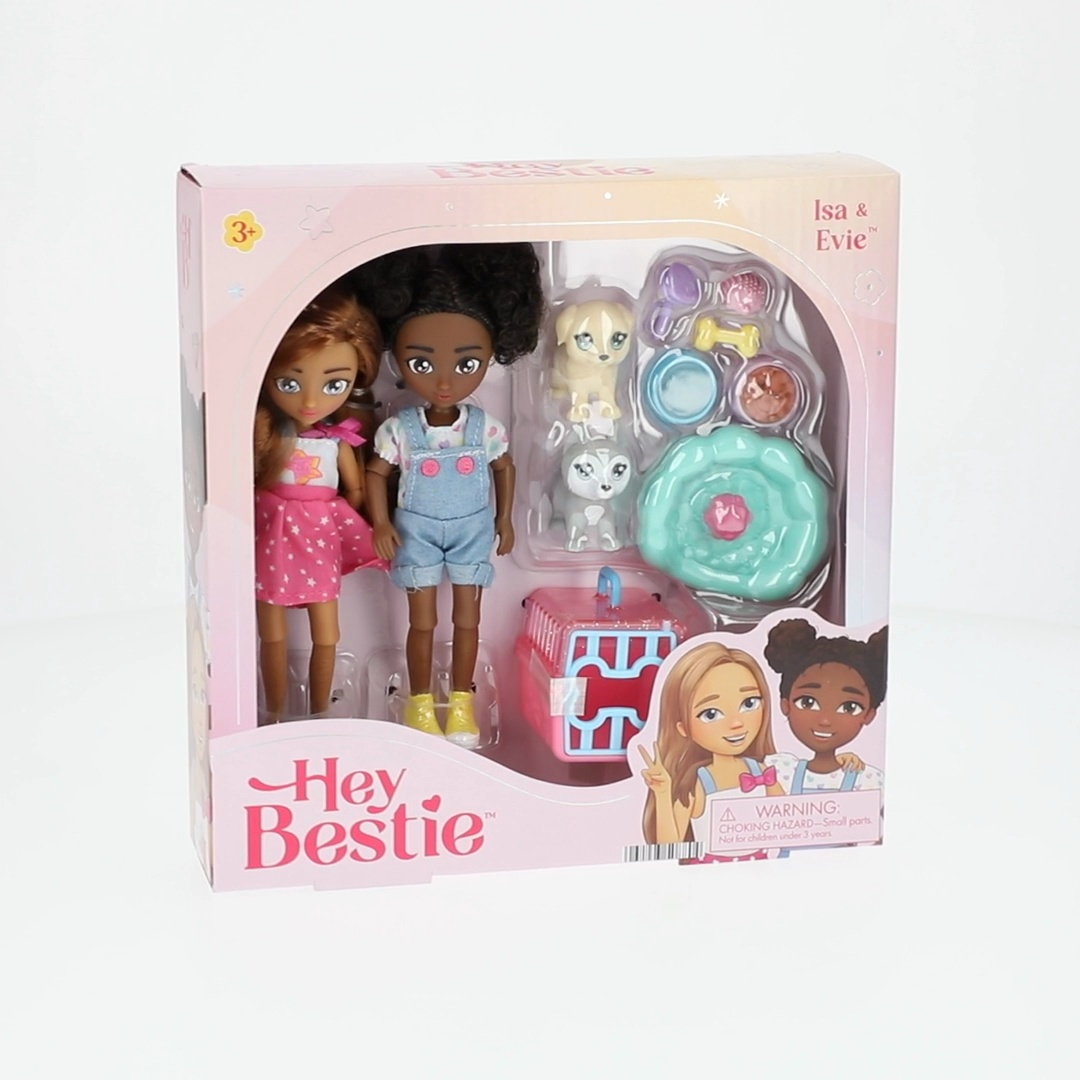 Hey Bestie Isa & Evie 18 Piece Set of 2 (5.5-inch) Mini Dolls with