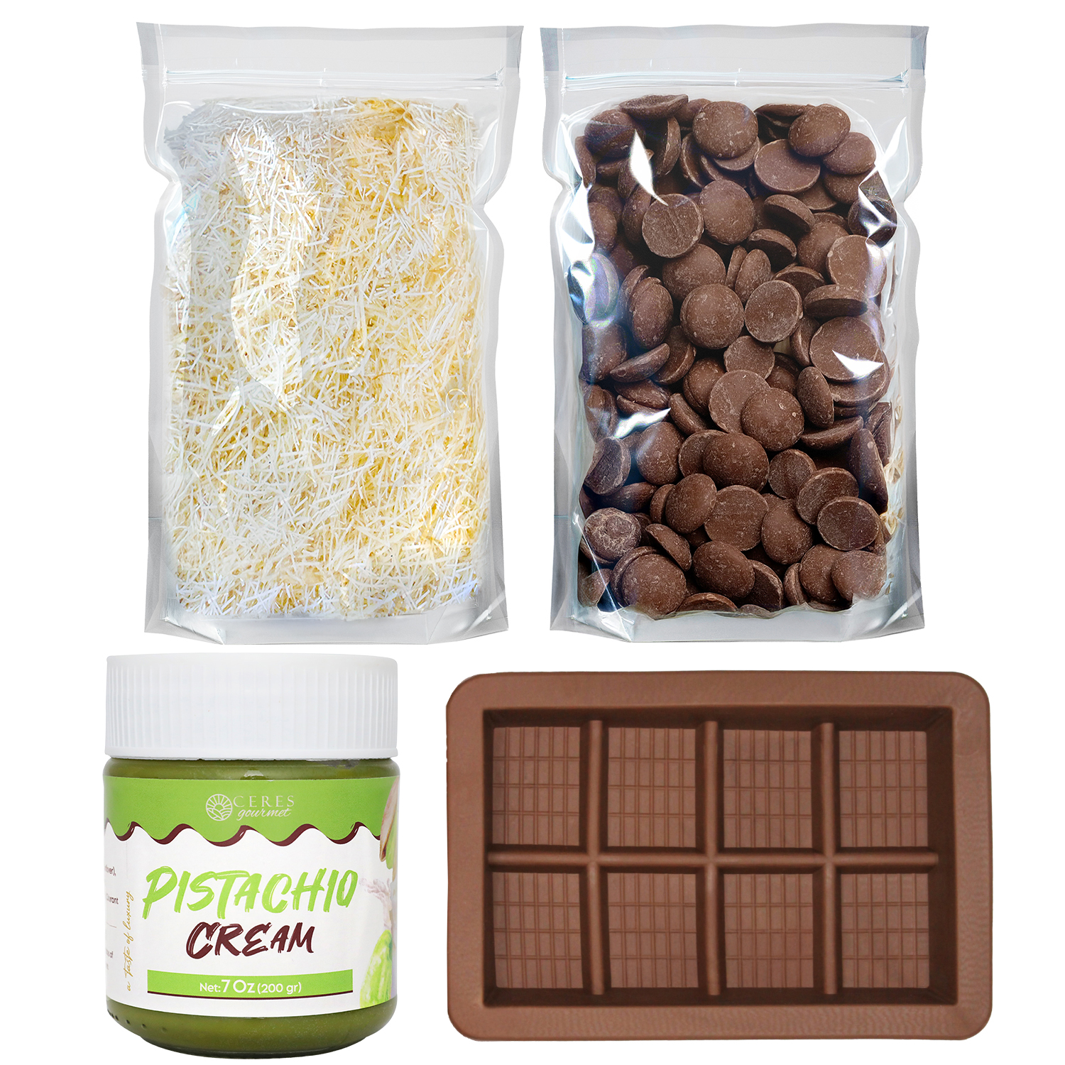 Ceres Gourmet Dubai Chocolate DIY Kit – Mold, Meltable Wafers