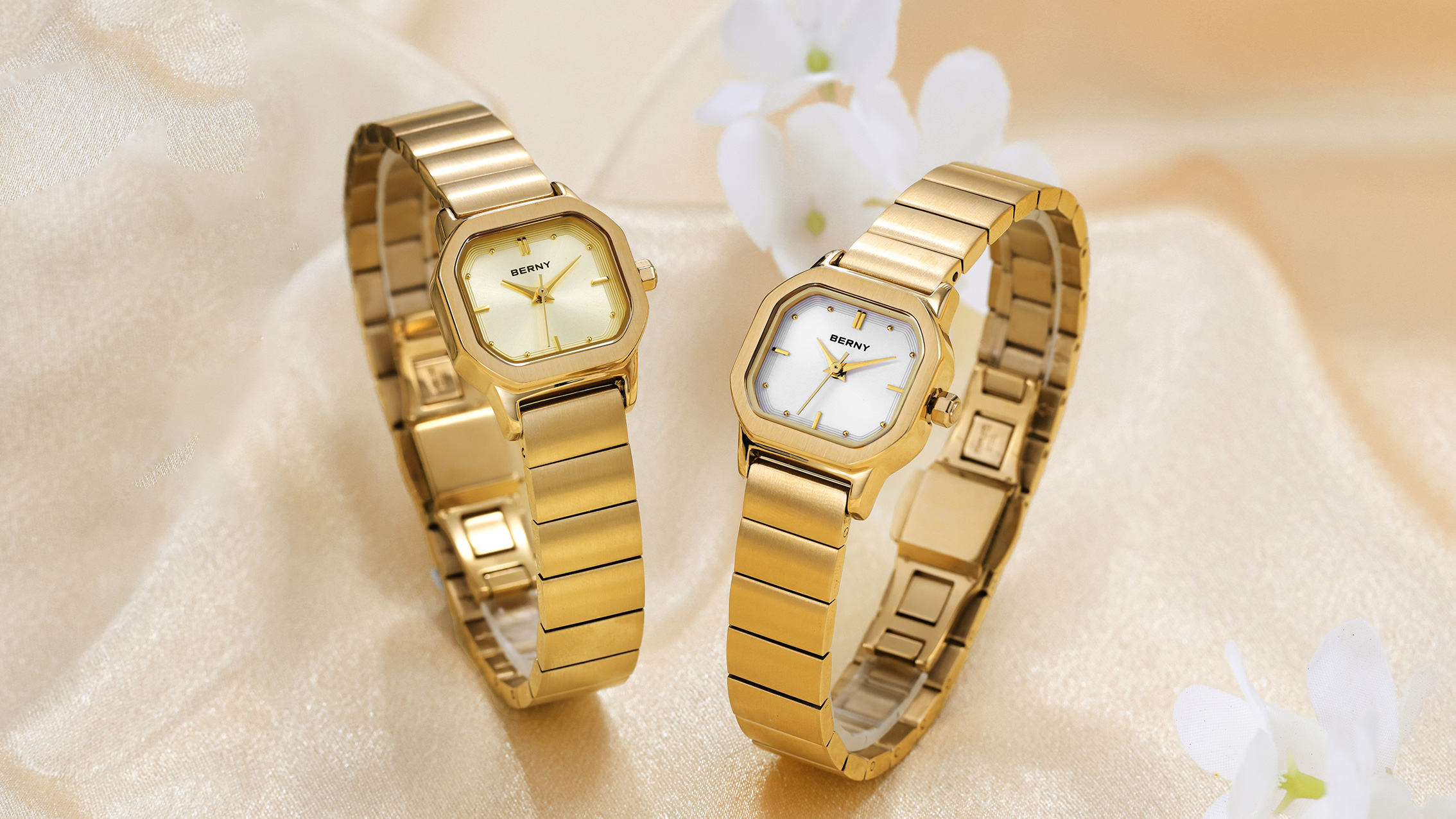 thumbnail video image 2 of BERNY Small Silver Watches for Women, Dainty Minimalist Dress Watch with Square Dial, Vintage Stainless Steel Bracelet Watch, Waterproof, Ladies Luxury Gifts, 2 of 10