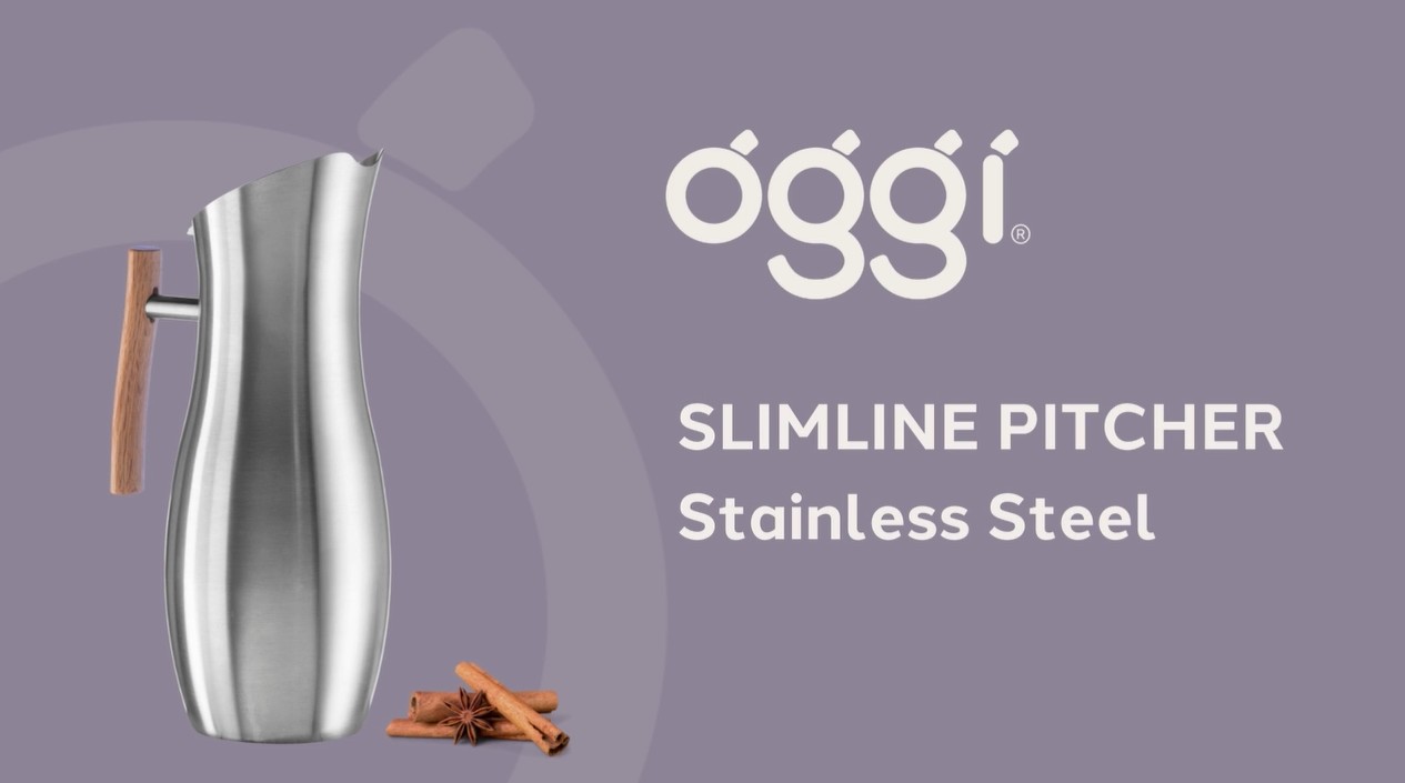 thumbnail video image 2 of Stainless Steel Slimline Pitcher (2 lt, 68 oz), 2 of 8