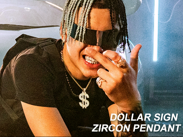 thumbnail video image 2 of KeyStyle Dollar Sign Chain Pendant Necklace for Men Hip Pop Money Necklaces with Cubic Zirconia Womens Necklaces Fashion Jewelry Birthday Gifts for Men, 2 of 10