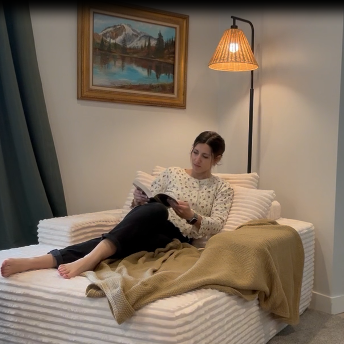 thumbnail video image 2 of Rophefx 68.5" Oversized Chair Chaise Lounge Indoor, Cloud Sofa Bed with Comfy Deep Seat,Sleeper Reading Chair Couch for Living Room, Bedroom,Black, 2 of 8