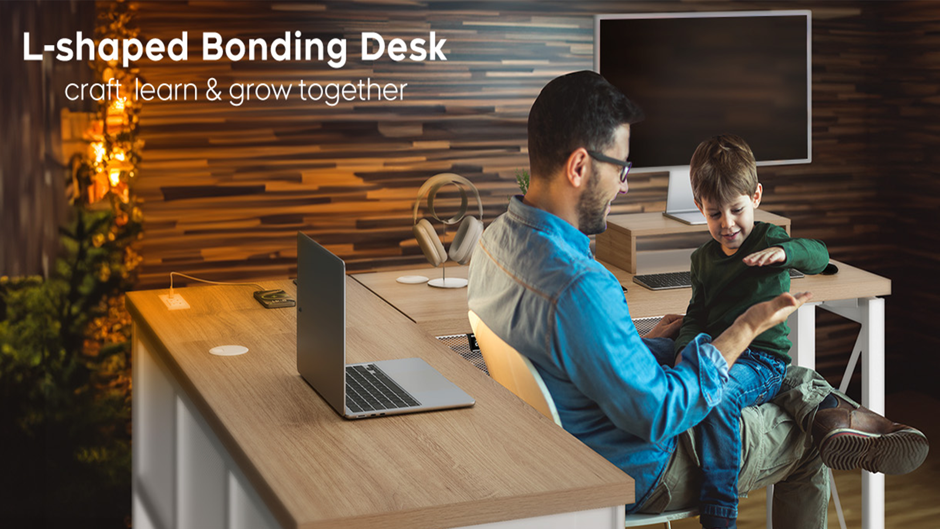 thumbnail video image 2 of Brafabhome Adult L Shaped Electric Standing Desks with Power Outlets, Height Adjustable Desk, Ergonomic Stand up Desk for Home Office | White, 2 of 8