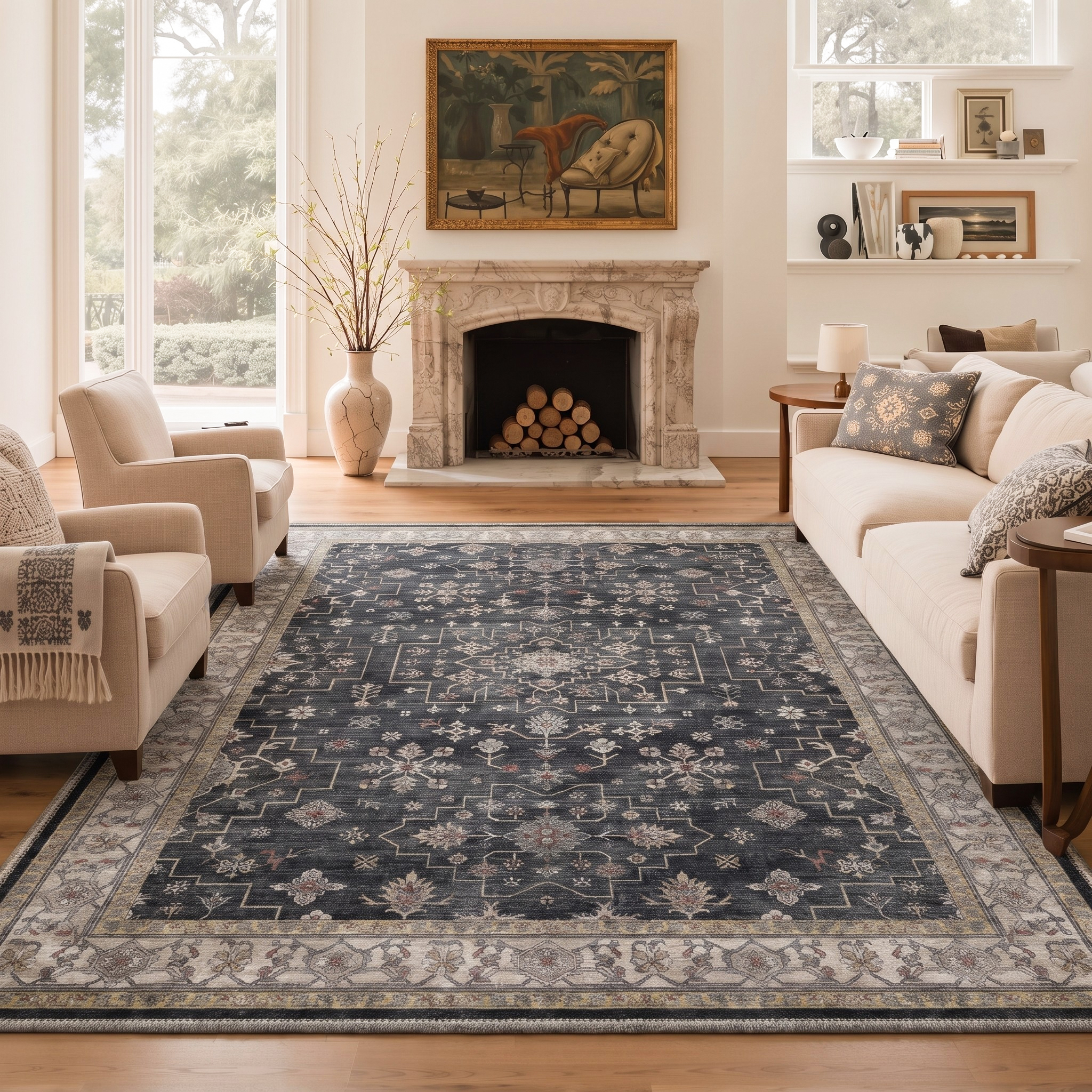 thumbnail video image 2 of GENIMO 2'x6' Runner Rug, Washable Non Slip Soft Persian Hallway Runner for Kitchen Entryway Laundry Room, Slate Grey, 2 of 11