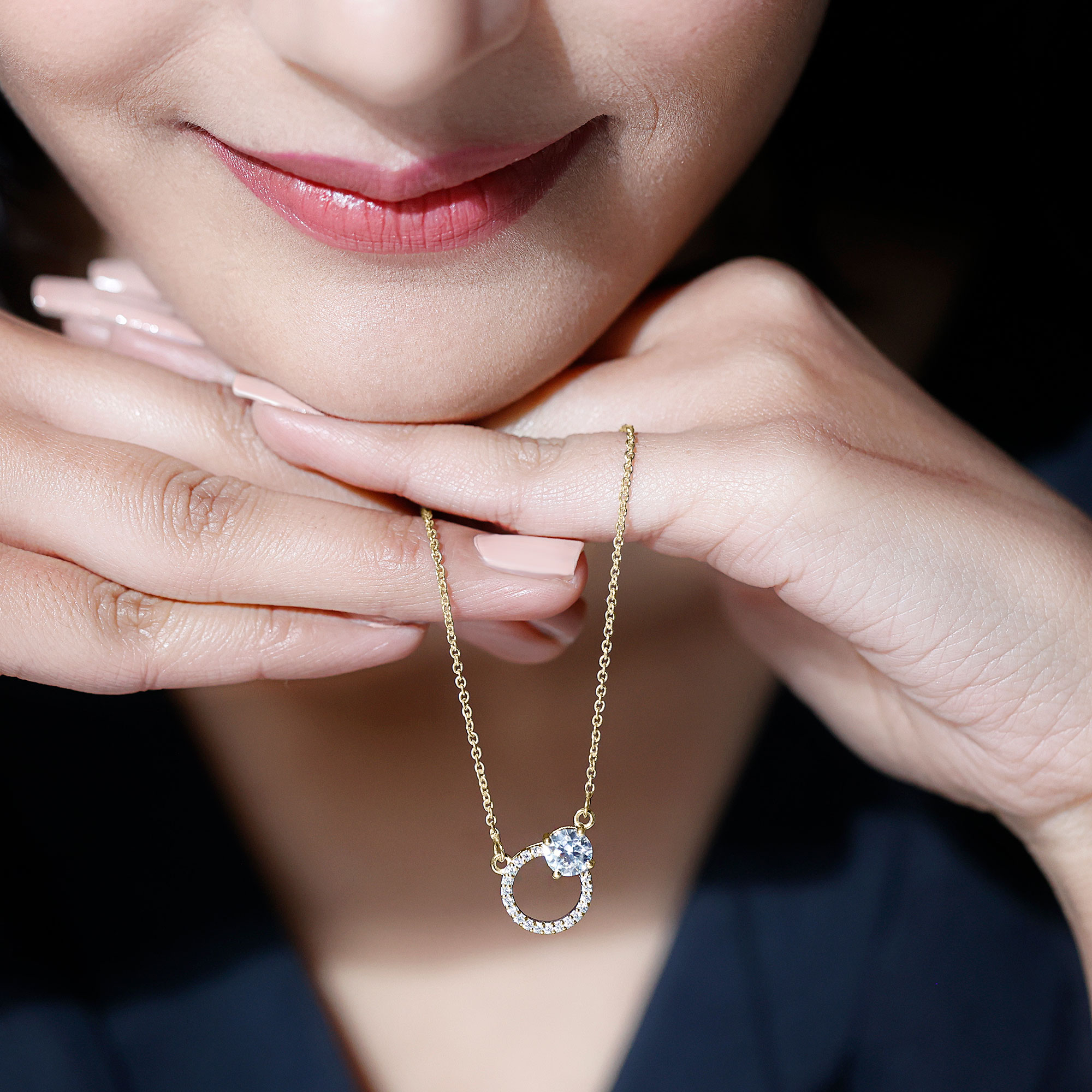 thumbnail video image 2 of Rosec Jewels Lab Created Diamond Eternity Necklace for Women - Circle of Life Necklace (EF-VS Grade) - Ready to Gift, 14K Yellow Gold, 2 of 7