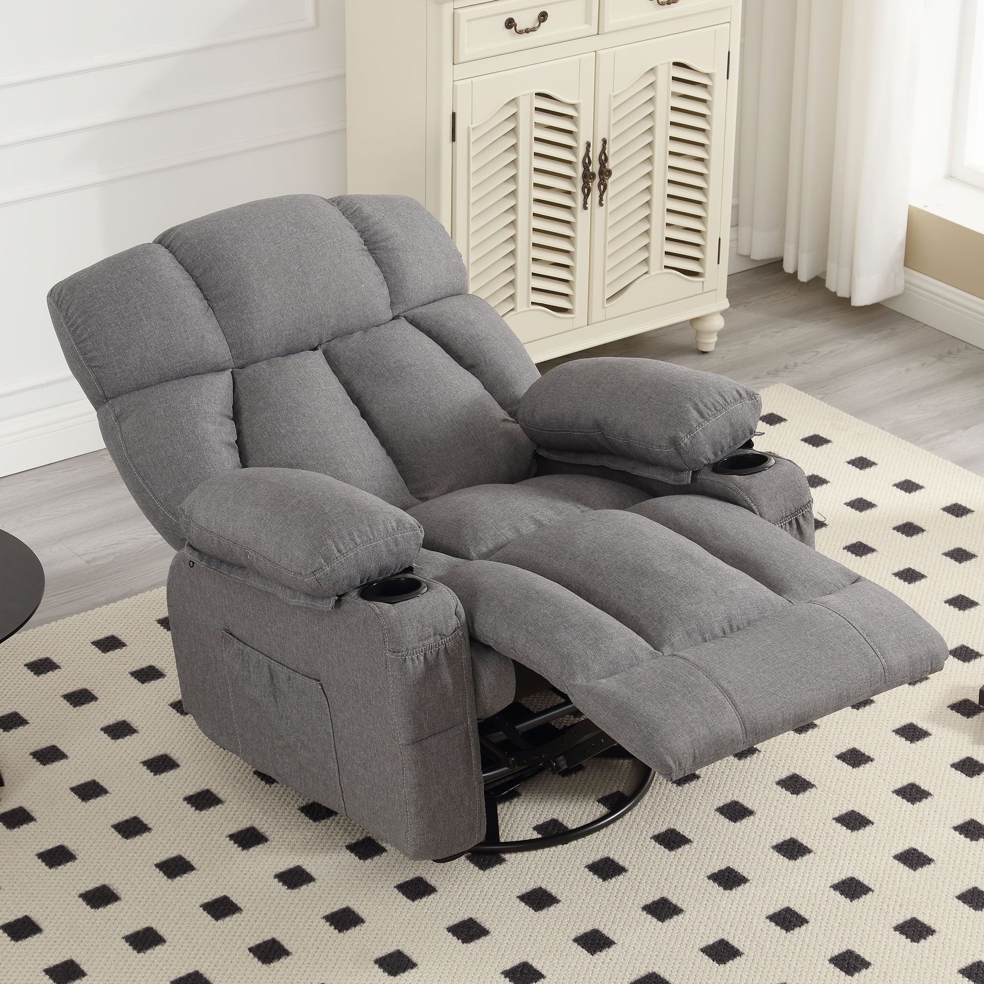 JONPONY Massage Rocker Recliner Chair with Vibration Massage and Heat Ergonomic Lounge Chair for Liv(图2)