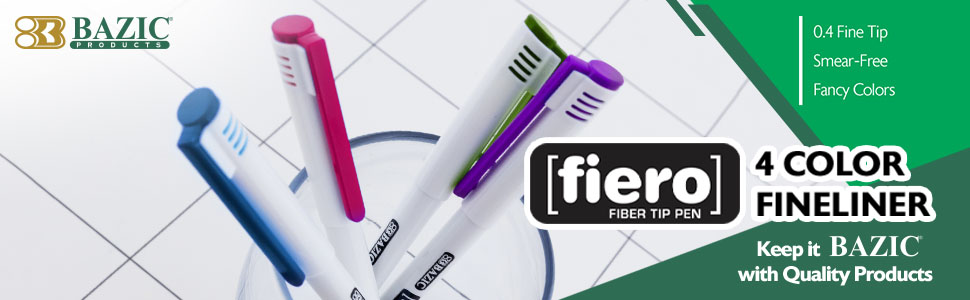 thumbnail video image 2 of BAZIC Fiero Fancy Color Fineliner Pens, Extra-Fine, 4 Count, 2 of 8