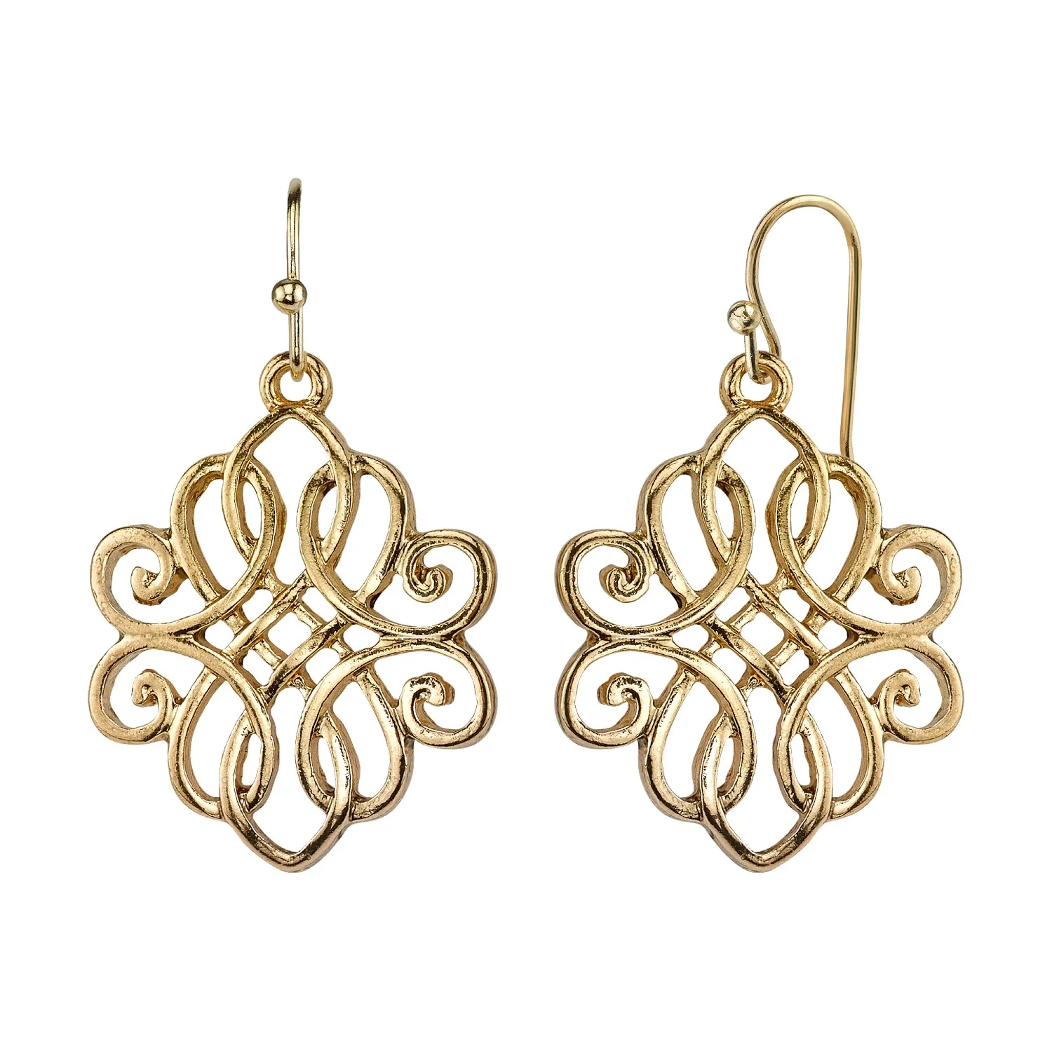 thumbnail video image 2 of 1928 Jewelry Classic Gold Filigree Drop Earrings, 2 of 4