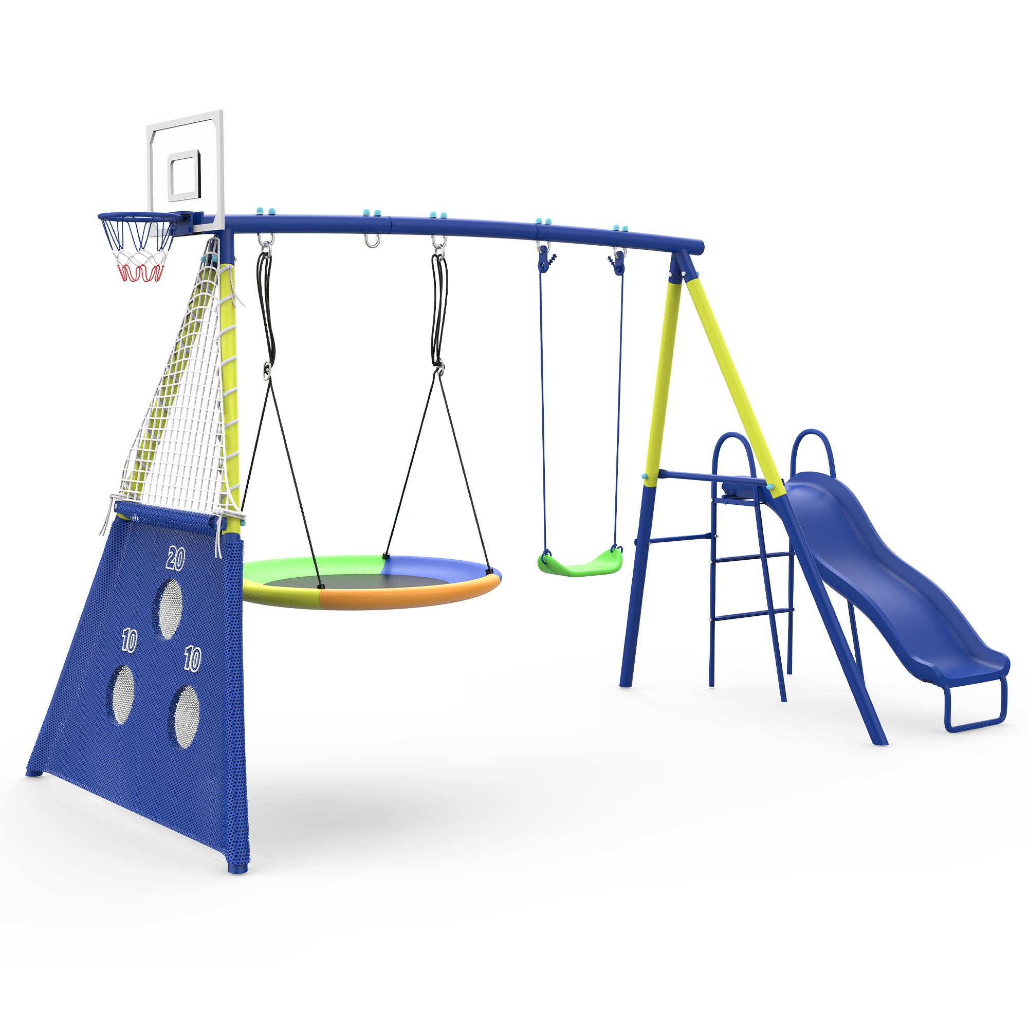 thumbnail video image 2 of Shengchao Trade Metal Kids Swing Sets with Heavy Duty Outdoor A-Frame, 2 Swings, 2 of 14