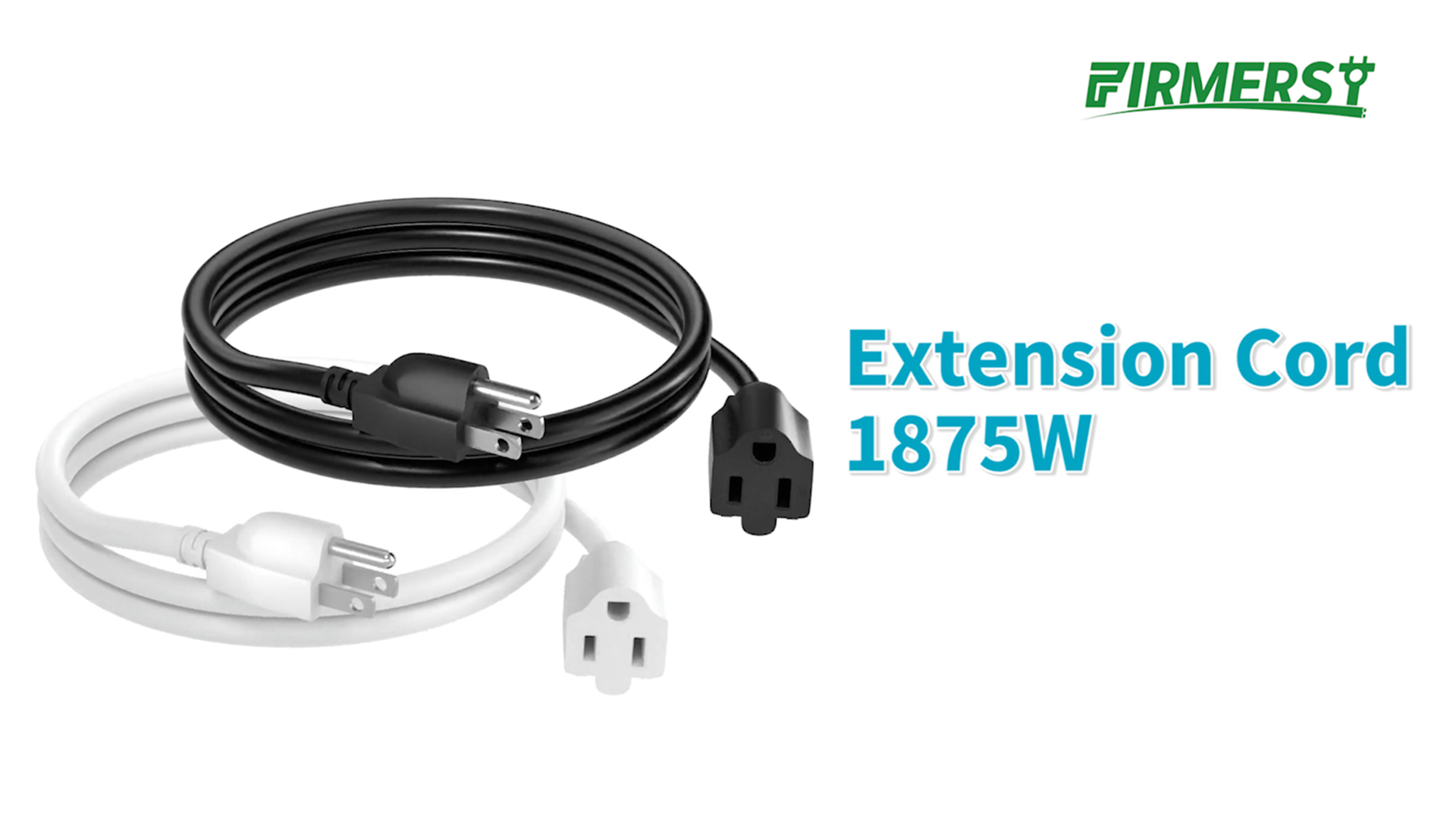 thumbnail video image 2 of FIRMERST 15 Amp 10 Feet 3 Prong Extension Cord 14 Gauge 1875W Black, 2 Pack, 2 of 10