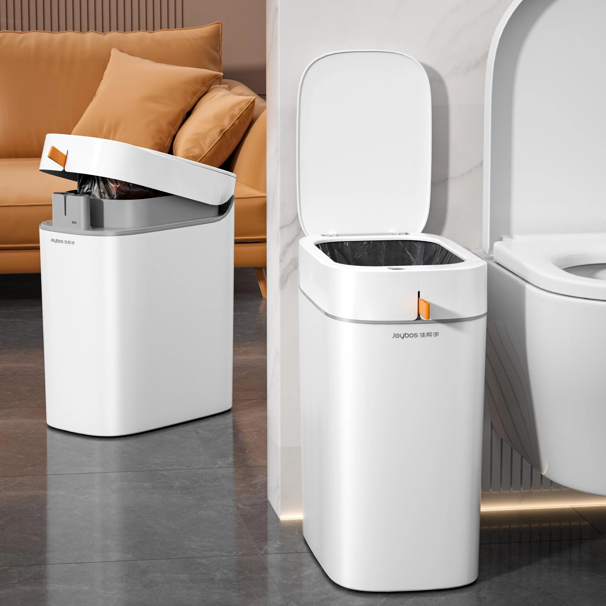 thumbnail video image 2 of Joybos Small Trash Can, Motion Sensor Wastebasket, Slim Garbage Bin with One-Touch Auto Bagging & Odor Sealing, 2.2 Gallon, 2 of 12