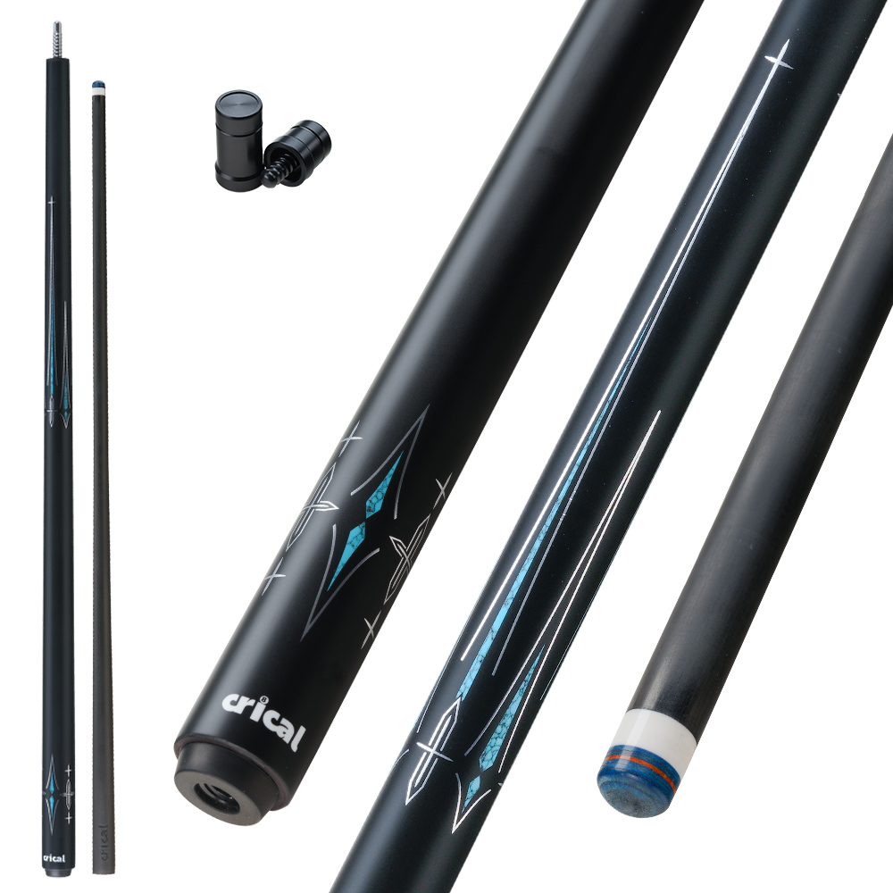 thumbnail video image 2 of CRICAL Carbon Fiber Pool Cue Stick 58" Billiard Cue Professional Low Deflection Pool Sticks with 3/8 * 8 Pin Joint and 12.5mm Tip, 2 of 7