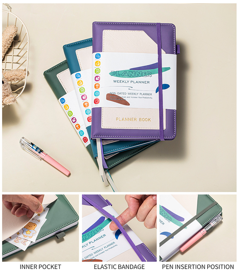thumbnail video image 2 of 2025 Daily & Monthly Planner For Adults With Hourly Time Slots, Hardcover Leatl Agenda, 4 Planning Sheets, 12 Monthly Tabs, English Language, Productivity & Goal Achievement Tool, 2 of 11