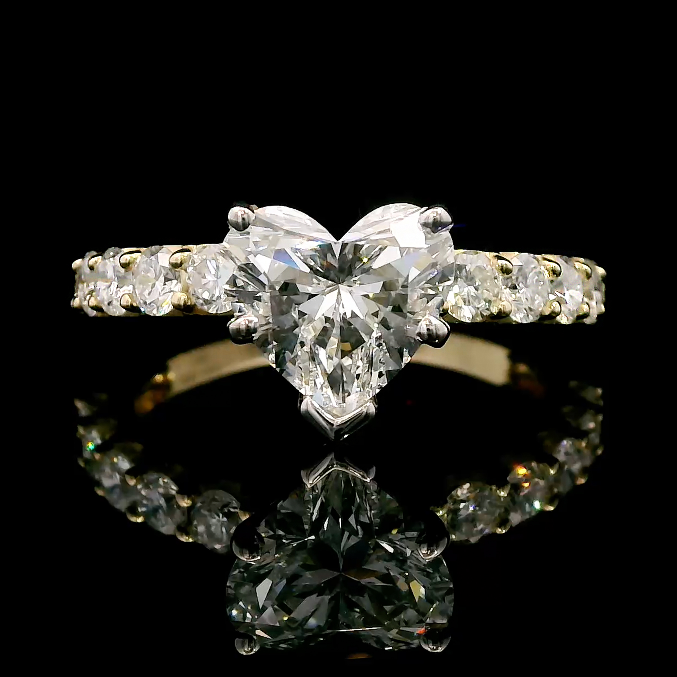 thumbnail video image 2 of Gem Stone King 1.70 Cttw IGI Certified Lab Grown Diamond in 14K Two-Tone Gold Engagement Ring for Women | Heart Center Diamond 1.00 Ct | E-F Color | VS1 Clarity | Size 7, 2 of 7