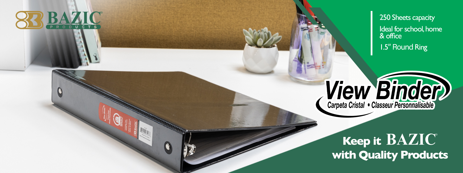 thumbnail video image 2 of BAZIC 3 Ring Binder 1.5" Economy View Binders Lime Green, Hold 280 Sheets, 12-Count, 2 of 8