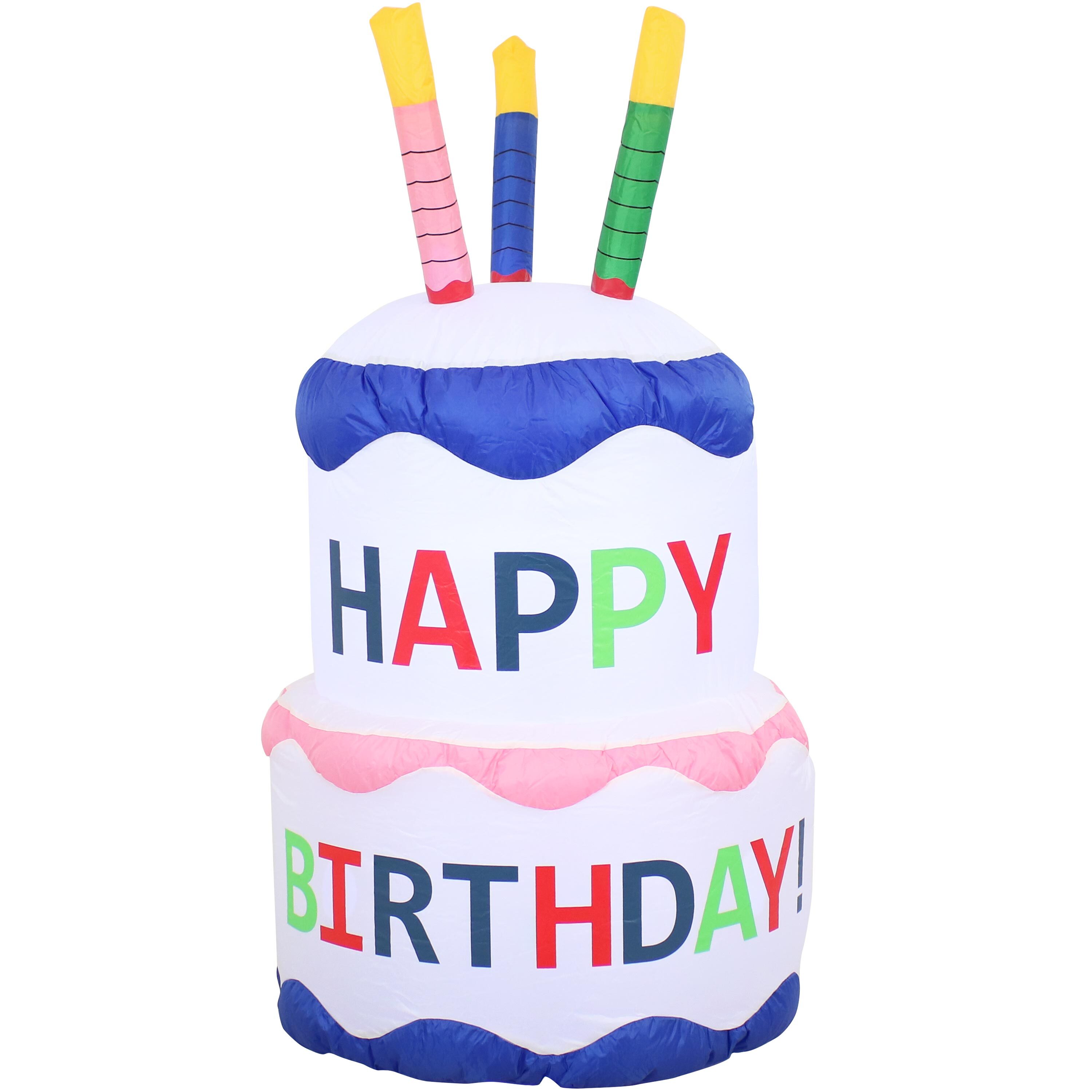 thumbnail video image 2 of Sunnydaze Inflatable Party Decoration Happy Birthday Cake, 4 ft, 2 of 11