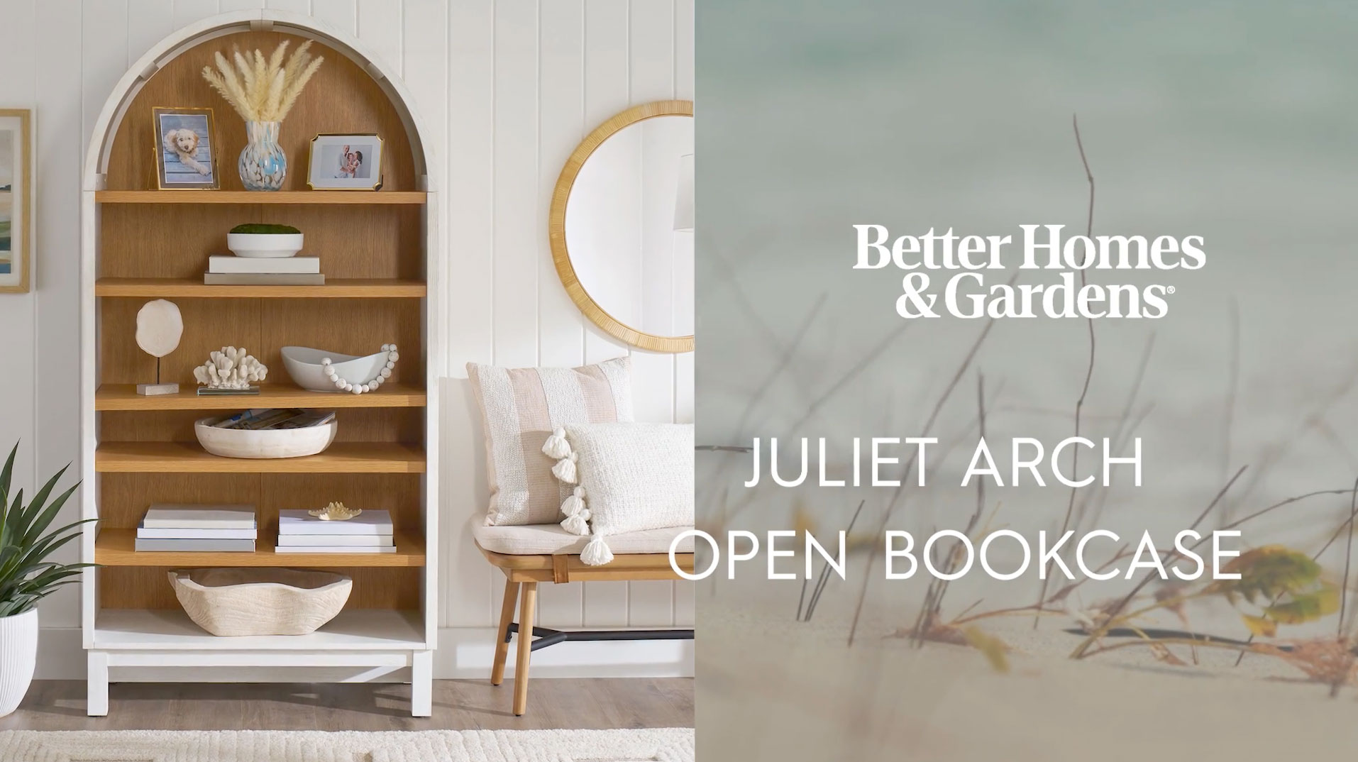 thumbnail video image 3 of Better Homes & Gardens Juliet Open Arch Bookcase, Rich Black and Light Honey, 3 of 15