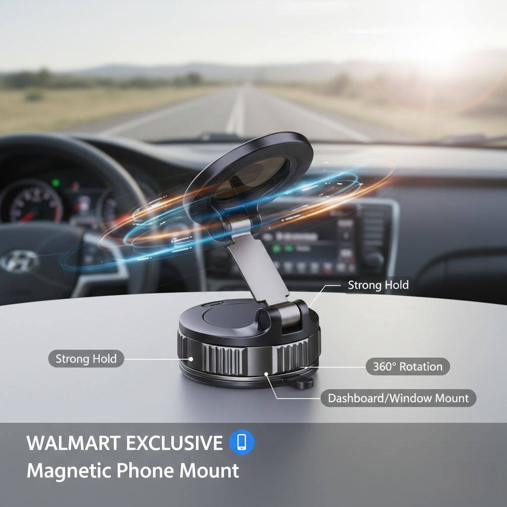 thumbnail video image 2 of LEOM Magnetic Car Phone Mount, 360 Degree Rotation Dashboard Holder for iPhone & Android Black, 2 of 16