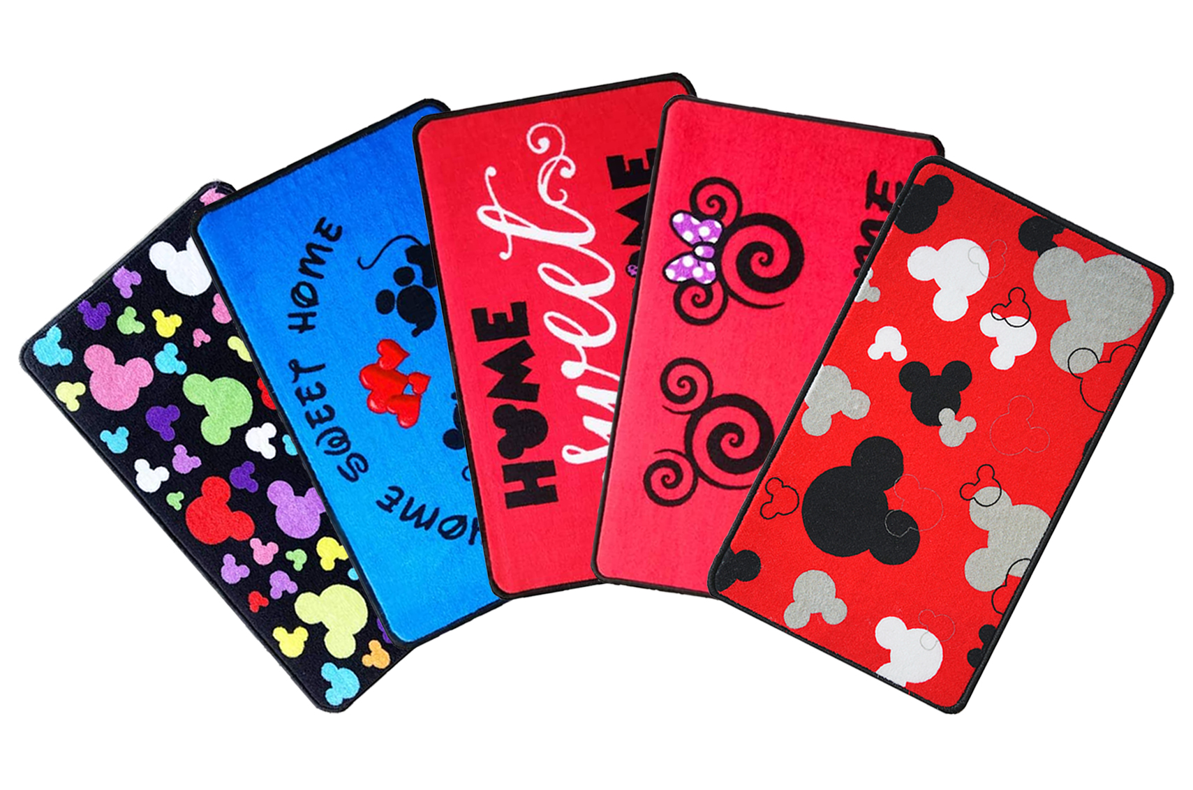 thumbnail video image 2 of J.Ehonace Cartoon  Mouse & Minnie Welcome Doormat, 17" x 30", Non-Slip Backing, Red Polyester, Fun and Functional Entryway Rug, 2 of 6