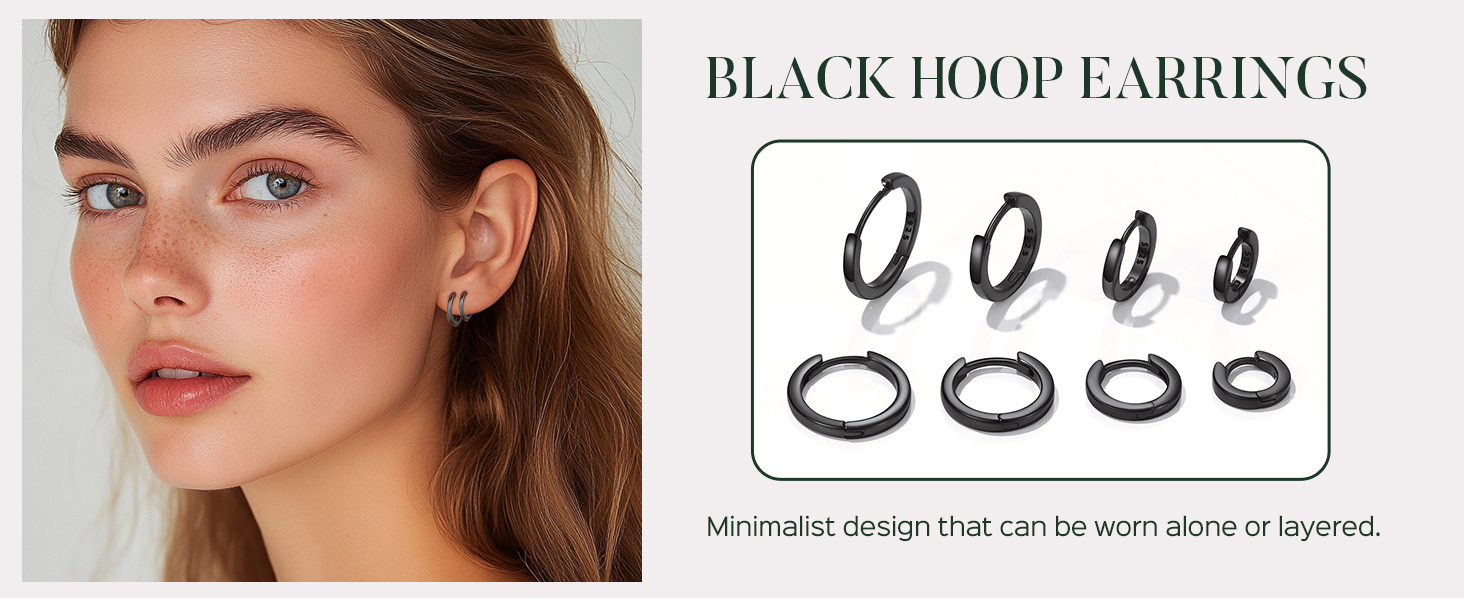 thumbnail video image 2 of ChicSilver Black Huggie Hoop Earrings Small Black Huggie Earrings for Women 12MM Hoop Earrings Hypoallergenic Cartilage Earrings for Women, 2 of 10