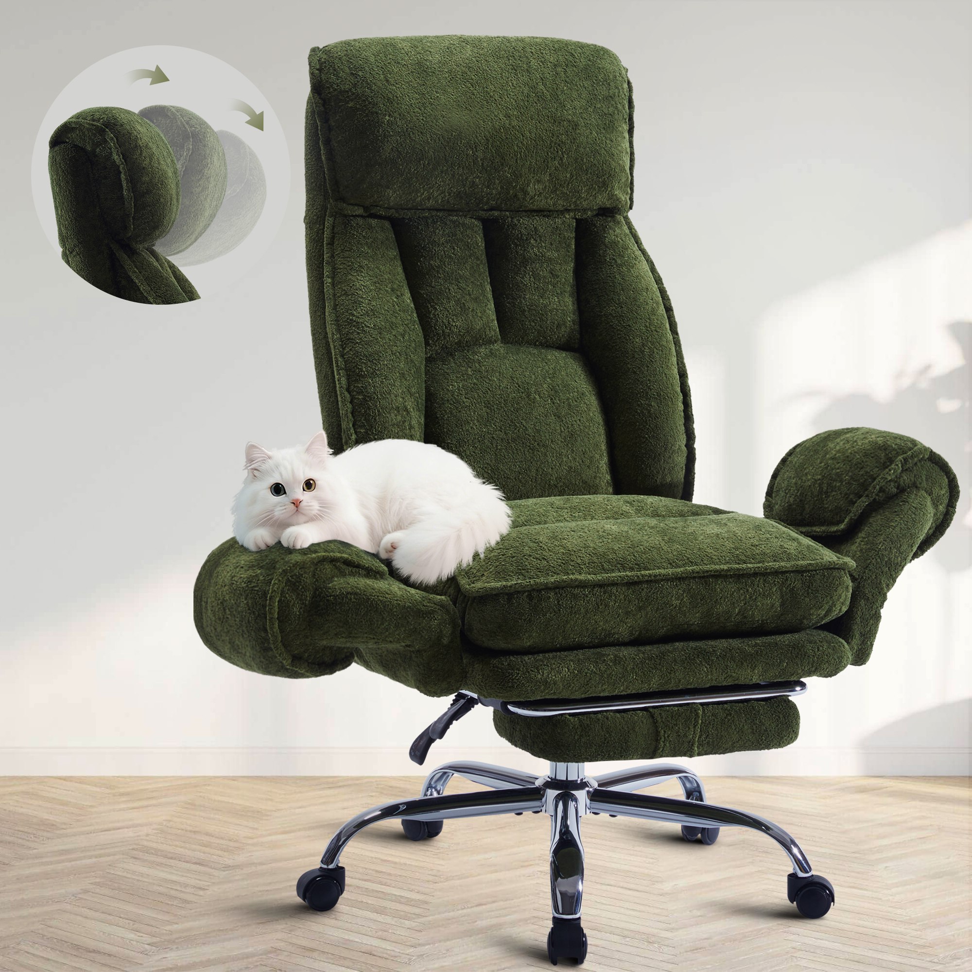 thumbnail video image 2 of Big and Tall  Office Chair with Adjuatable Armrests and Headrest, Ergonomic High Back  Cross Legged Office  Chair ,Reclining  Office Chair With Footrest, Computer chair, Criss Cross Design,Blue, 2 of 7