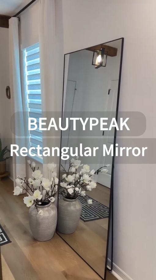 thumbnail video image 2 of BEAUTYPEAK 64"x21" Full Length Mirror Rectangle Body Dressing Floor Standing Mirrors, Black, 2 of 11