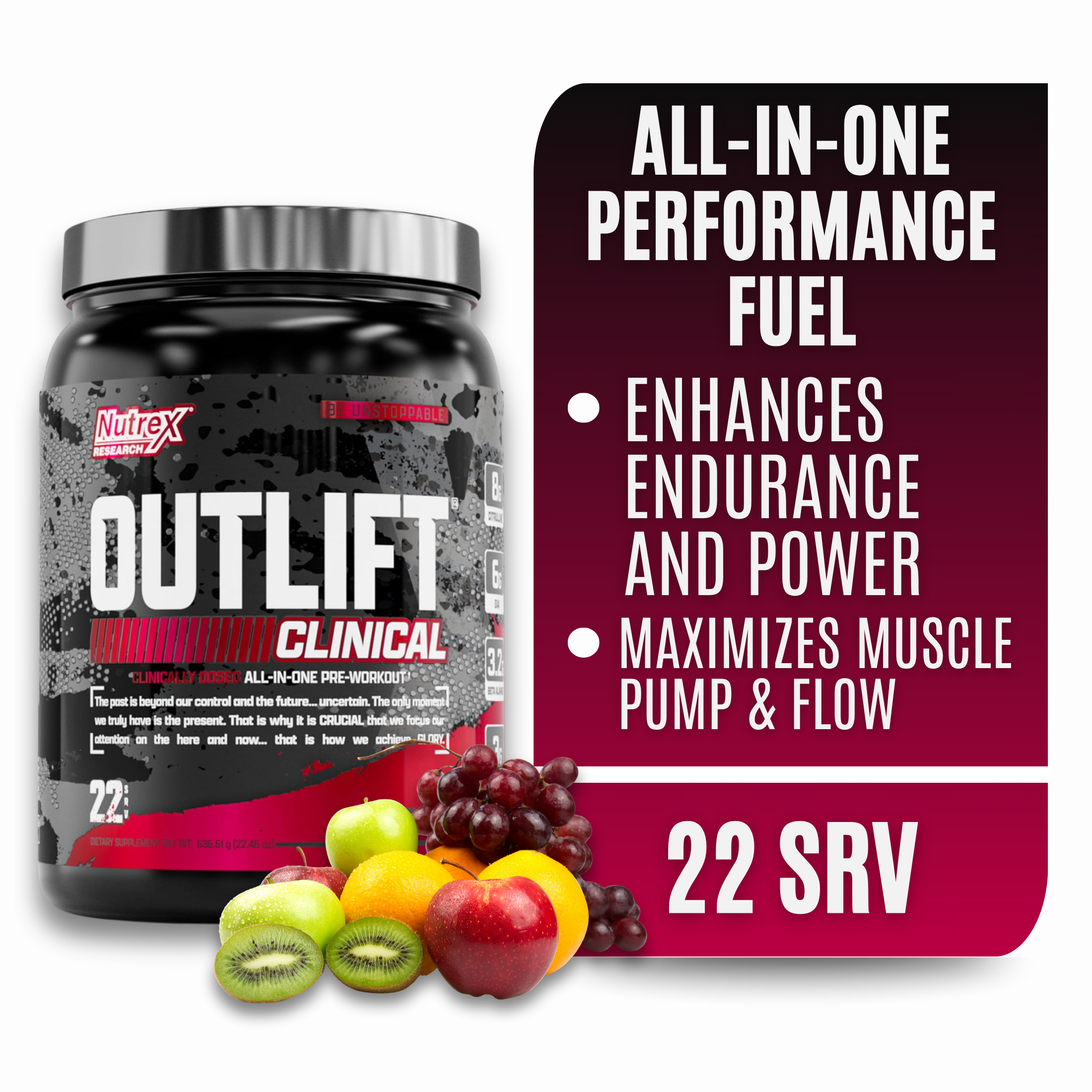 thumbnail video image 2 of Nutrex Research Outlift Clinical | Clinically Dosed Pre Workout Powder with Creatine, 8G Citrulline, EAA | Energy, Performance, Pump Preworkout Supplement for Men & Women (22 Servings, Fruit Punch), 2 of 10