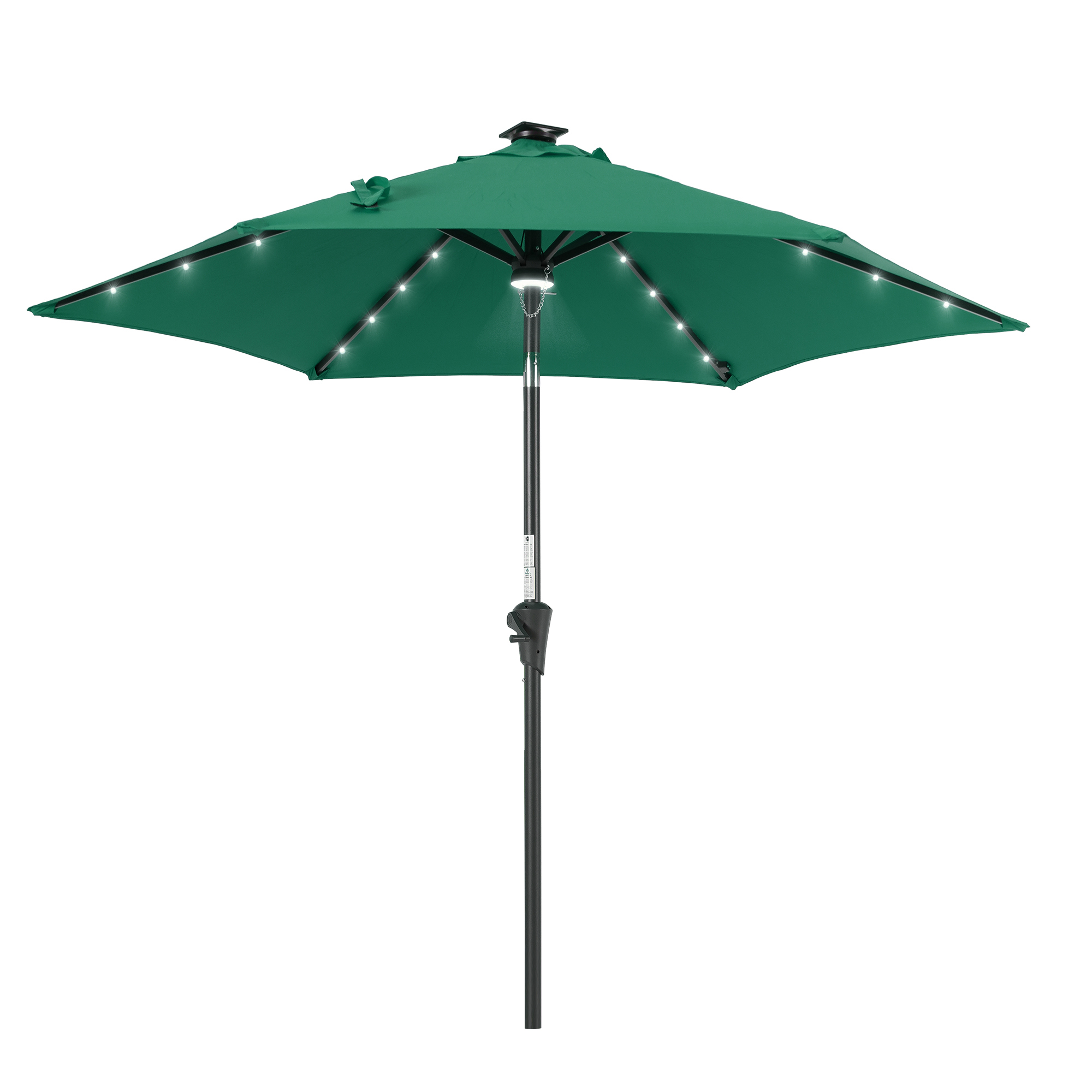 thumbnail video image 2 of ACEGOSES 7.5ft LED Solar Outdoor Patio Market Table Umbrella with Polyester Canopy for Garden,Yard and Poolside, Forest Green, 2 of 9