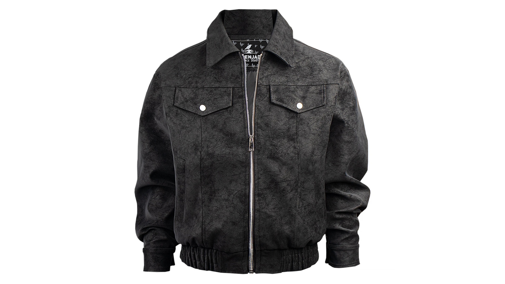 thumbnail video image 2 of RAOENJADO Mens Racer Jacket PU Faux Leather Bomber Varsity Coat Casual Vintage Biker Streetwear, 2 of 8