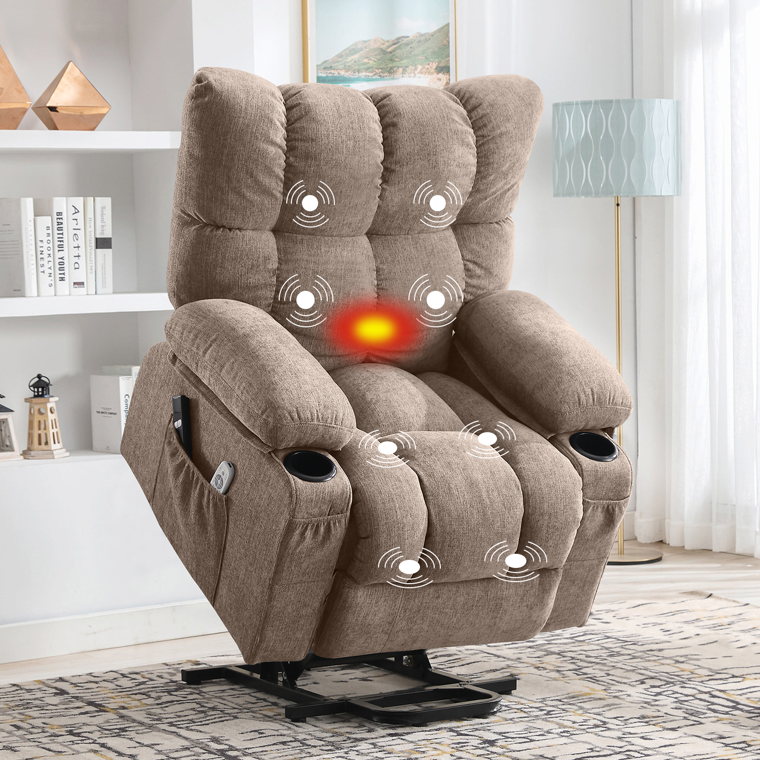 thumbnail video image 2 of JONPONY Power Lift Recliner Chair for Elderly with Heat and Vibration Massage Recliner Chair with USB Charge Port for Living Room- Infinite Position, Side Pocket,Brown, 2 of 17