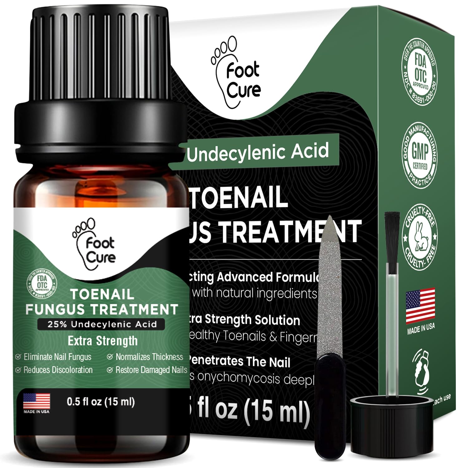 thumbnail video image 2 of Foot Cure Toenail Fungus Treatment Extra Strength, 25% Undecylenic Acid Nail Repair Treatment for Ingrown Nails and Yellow Toenails - 2Pack, 2 of 10