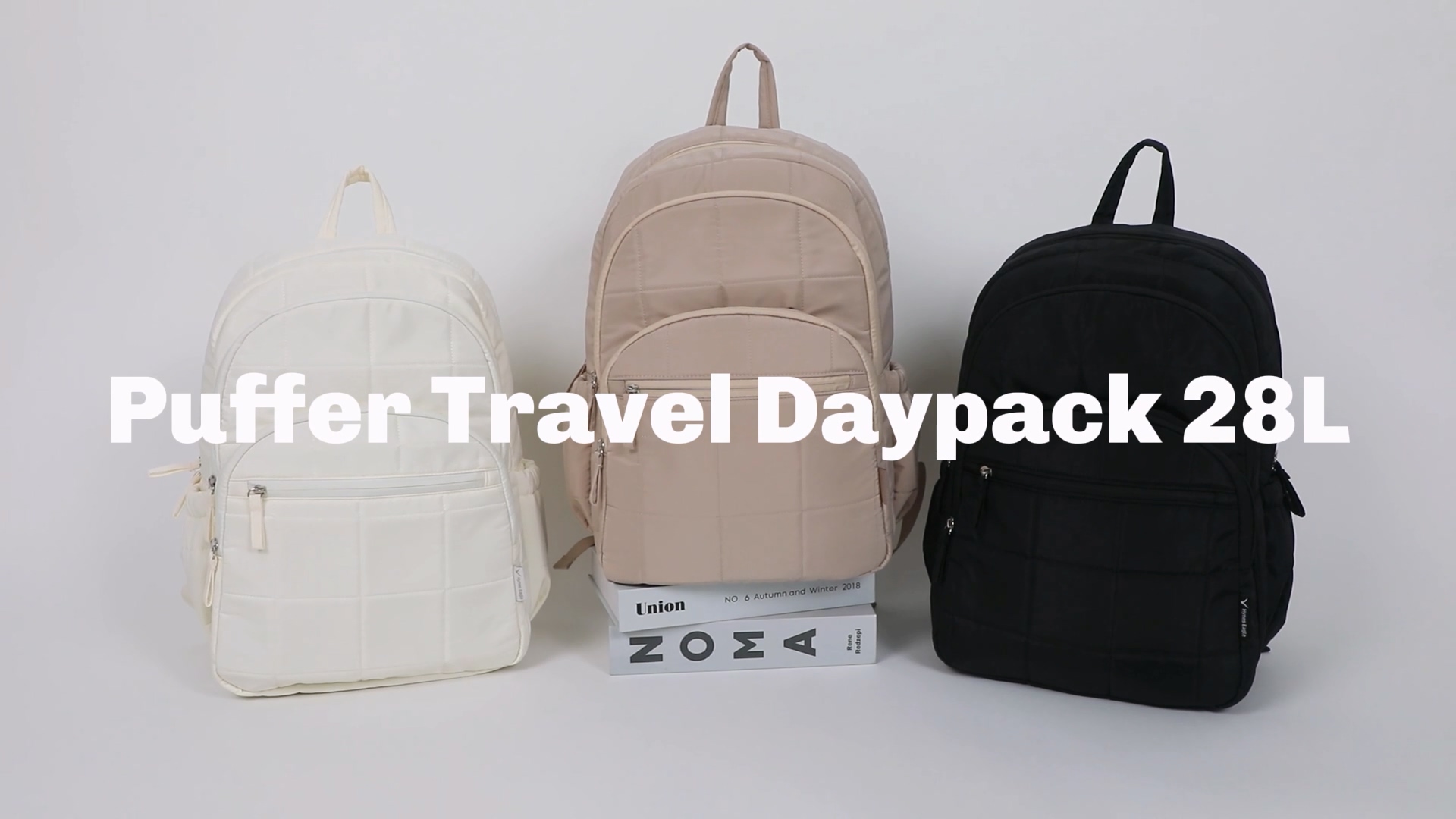 thumbnail video image 2 of Hynes Eagle 28L Lightweight Casual Backpack Unisex Water-Repellent 16 inch Laptop Daypack, Ivory, 2 of 8