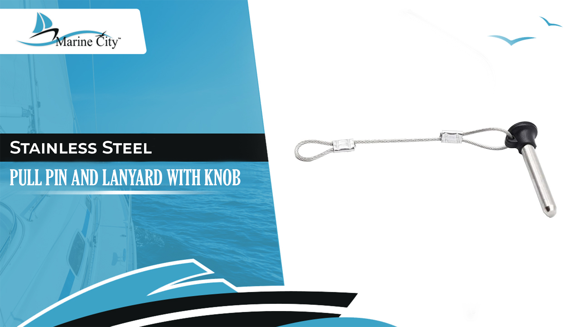 thumbnail video image 2 of MARINE CITY Pull Pin and Lanyard with Nylon Knob, 3/16 Inches Diameter, Stainless Steel, Durable & Corrosion-Resistant, Ideal for Swivel Ball Deck Hinge 1 Pcs, 2 of 7