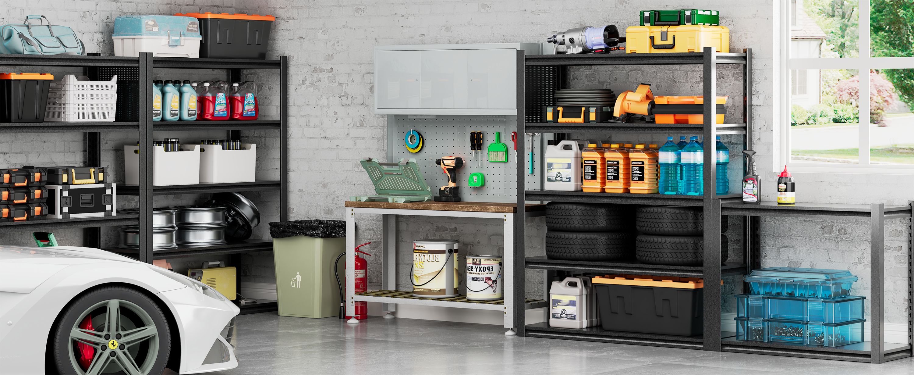 thumbnail video image 2 of Garage Shleving with Pegboard,72“*48" Wide 24”Heavy Duty Garage Shelving Units and Storage,Metal Shelving Adjustable Shelves,Garage Storage Rack,Industrial Utility Organization For Kitchen,Pantry, 2 of 8