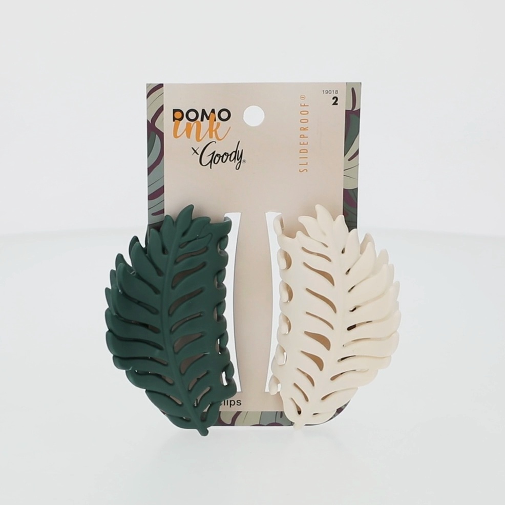 Goody Tru x DomoINK Leaf Claw Clip, 2 Ct, Strong Grip, Trendy Hair