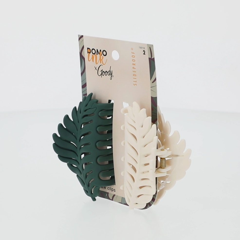Goody Tru x DomoINK Leaf Claw Clip, 2 Ct, Strong Grip, Trendy Hair