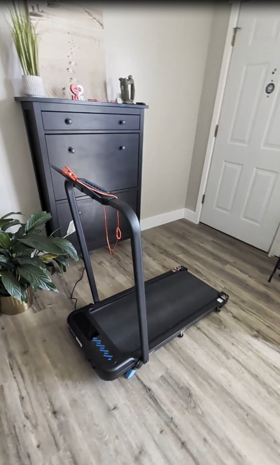 thumbnail video image 2 of YZRUN Treadmill with Handle Bar, Under Desk Walking Pad with 10% Incline, Foldable Treadmills for Home, 350 LBS Capacity, 2 of 9