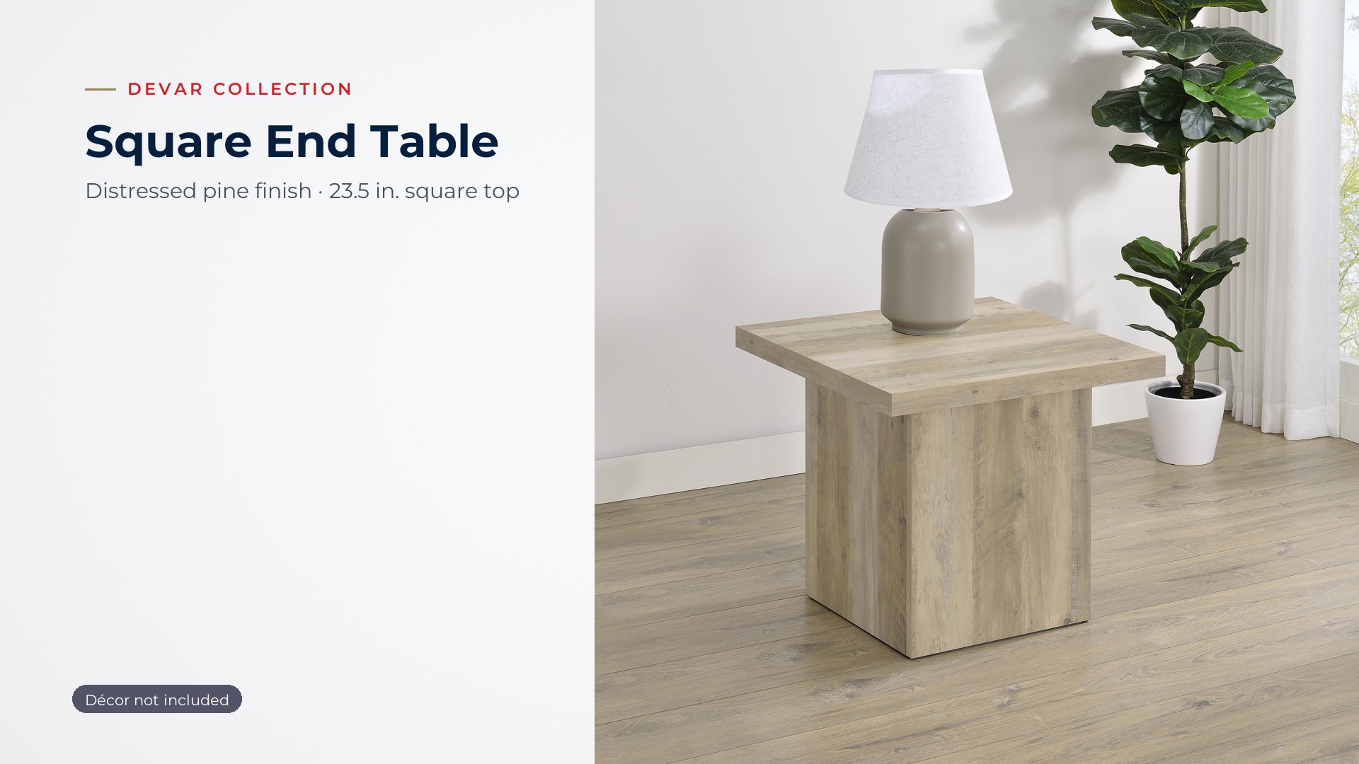 thumbnail video image 2 of Devar Square Engineered Wood End Table Distressed Pine, 2 of 9