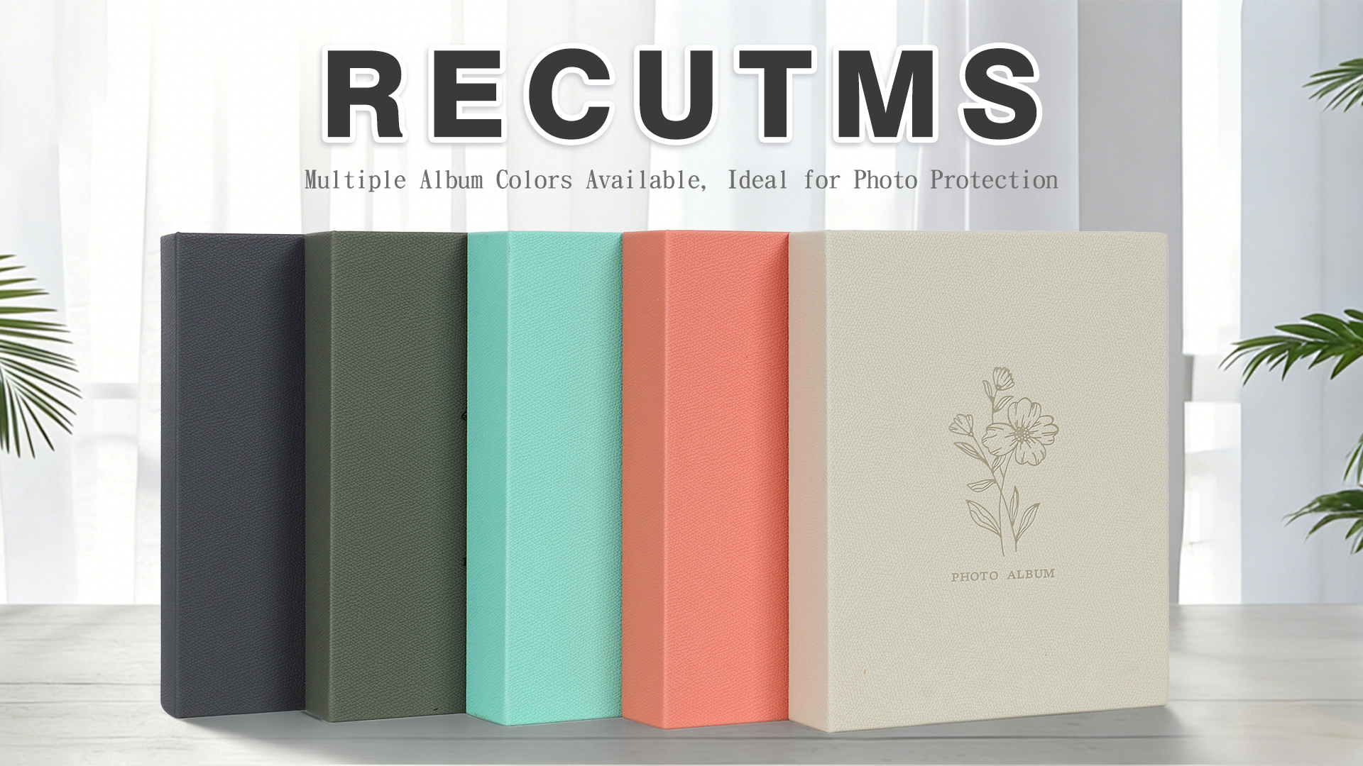 thumbnail video image 2 of RECUTMS 4x6 Photo Album, PU Leather Picture Book Holds 200 Photos, Elegant Floral Family Keepsake, Baby Memory & Wedding Photo Holder (Beige), 2 of 10