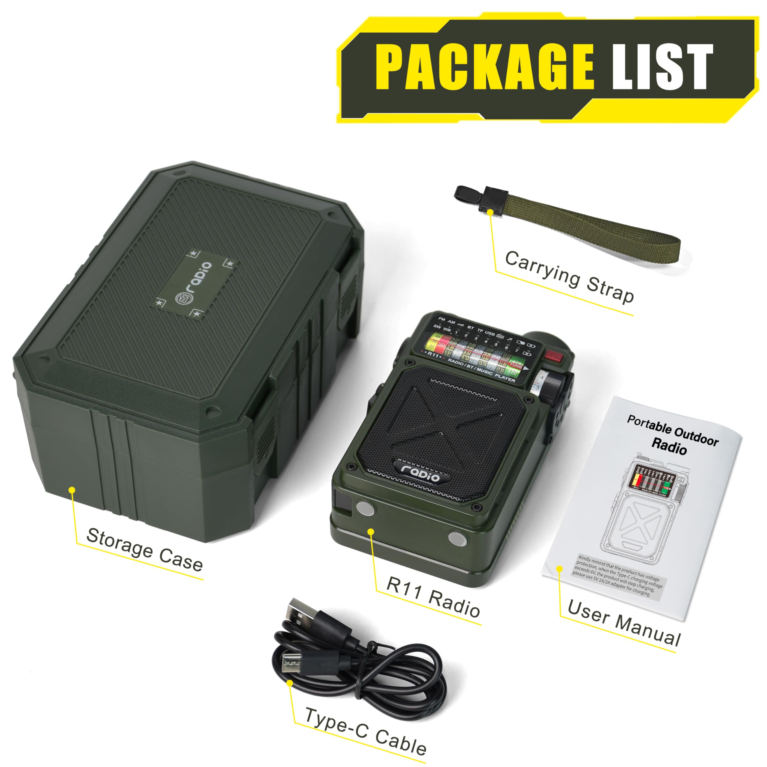 thumbnail video image 2 of Jazmm Solar Emergency Radio with 4000mAh Power Bank, Hand Crank & Bluetooth 5.0, Portable Survival Radio with SOS Alarm/Flashlight, NOAA Weather/FM/AM/SW for Camping, Hiking, Blackouts, 2 of 7