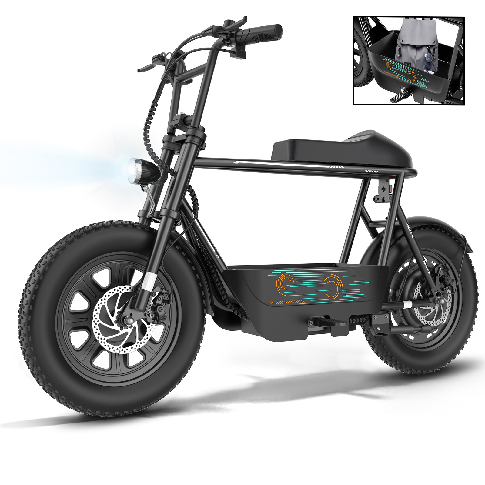thumbnail video image 2 of COBIZI Electric Scooter Electric Scooters for Adults, Peak 1200W Motor, Top 20mph, 30 Long Miles Range, 16" Fat Tire, Motorcycle Style Electric Scooter with Basket, Black, 2 of 9
