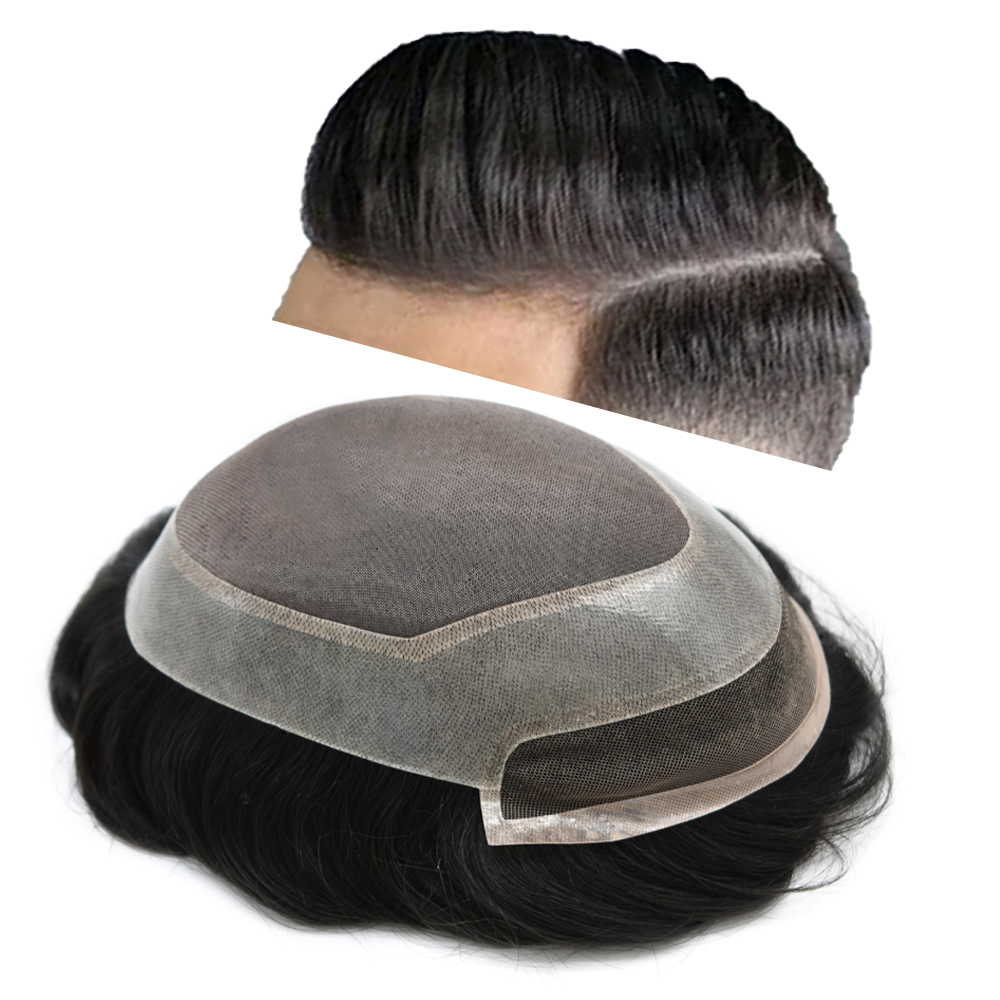 thumbnail video image 2 of LYRICAL HAIR Toupee for Men Fine Mono Center Mens Hair System Indian Human Hair Replacement Systems French Lace Front Hairpiece for Man Wig Black Brown Blonde Gray Hair Units, 2 of 7
