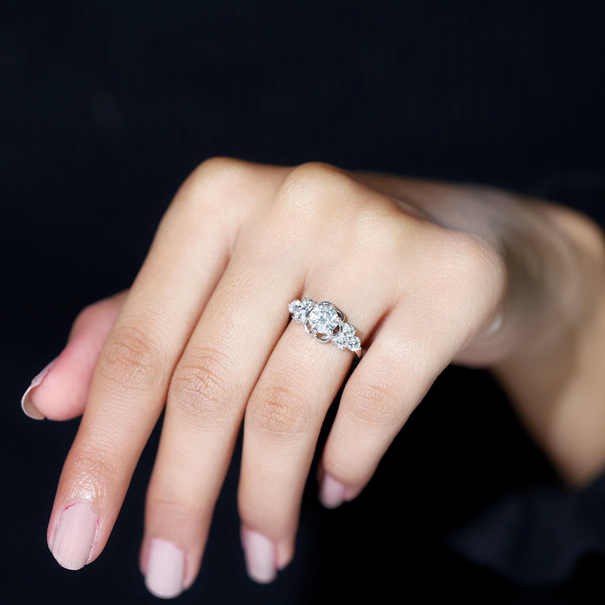 thumbnail video image 2 of Rosec Jewels Lab Created Diamond Floral Promise Ring - EF-VS Quality Certified, 925 Sterling Silver, US 4.00, 2 of 8