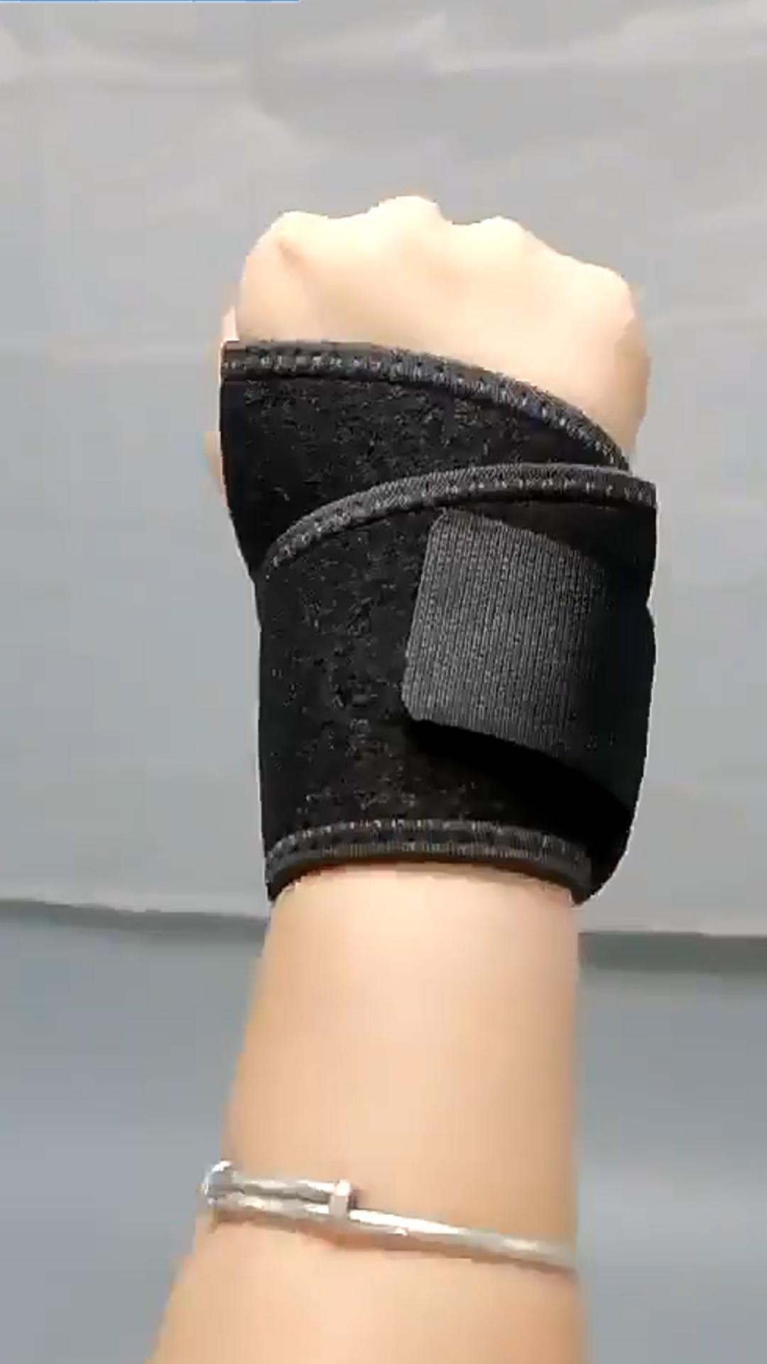 thumbnail video image 2 of MoreFarther Athletic Wrist Braces Supports for Fitness, Black, 2 Pack, 2 of 11