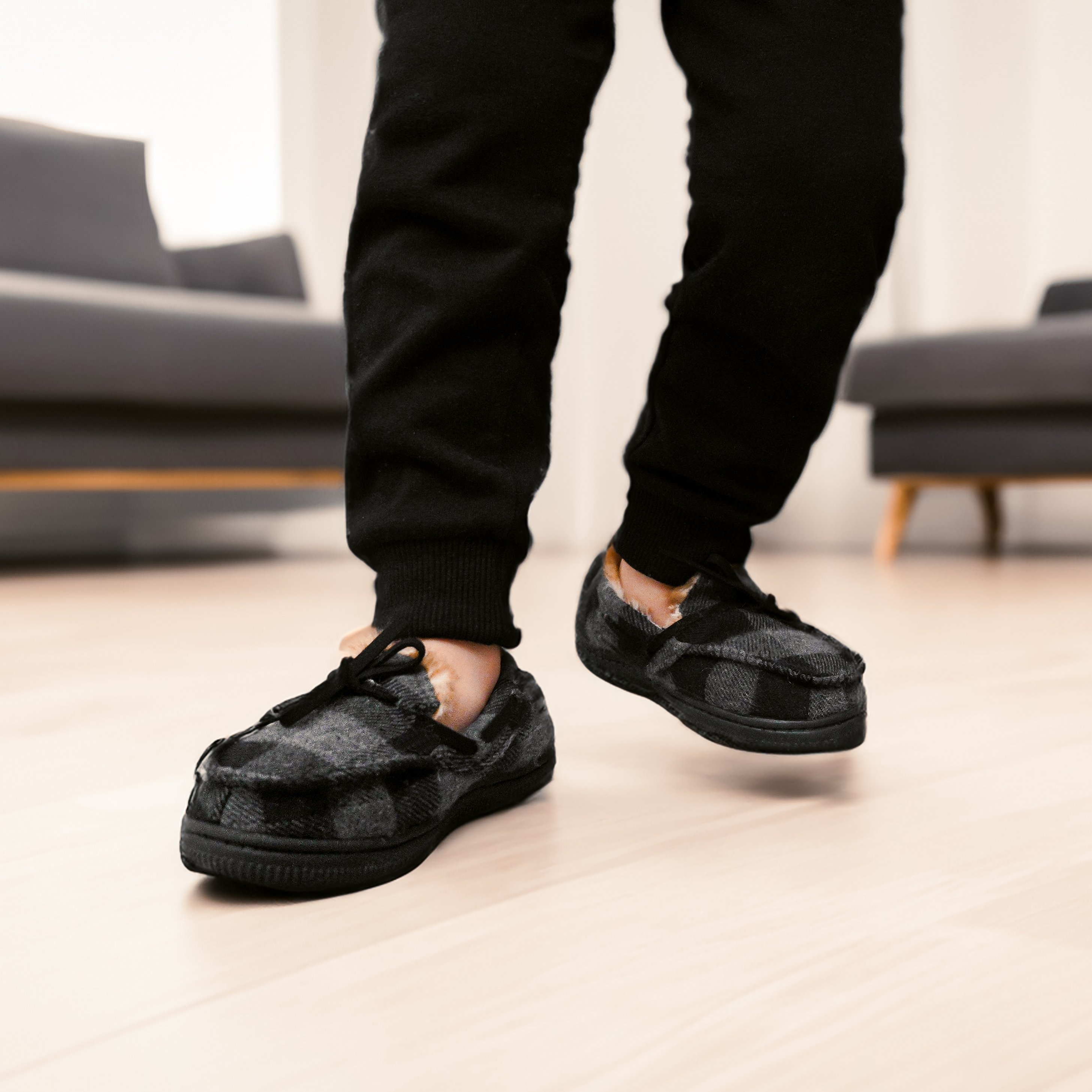 thumbnail video image 2 of NORTY Boys Girls Moccasin Slippers for Kids Slip-On House Shoes Flat Heel Medium Moc Toe Runs 2 Sizes Small, 2 of 21