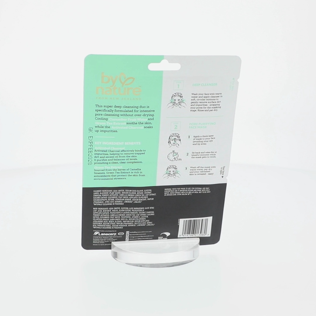 By Nature Green Tea Activated Charcoal 2pc Mask Kit for Deep Pore