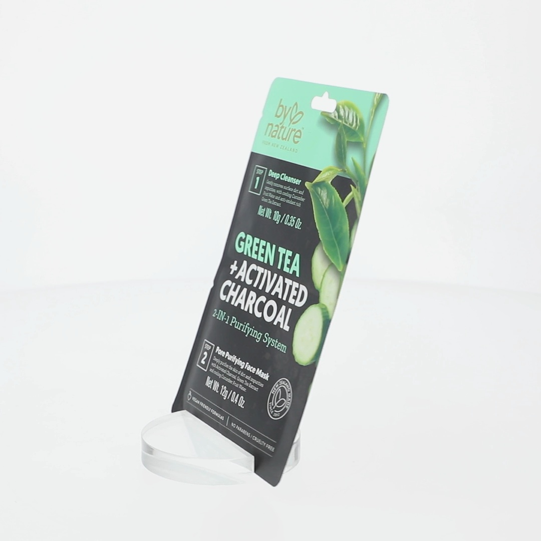 By Nature Green Tea Activated Charcoal 2pc Mask Kit for Deep Pore