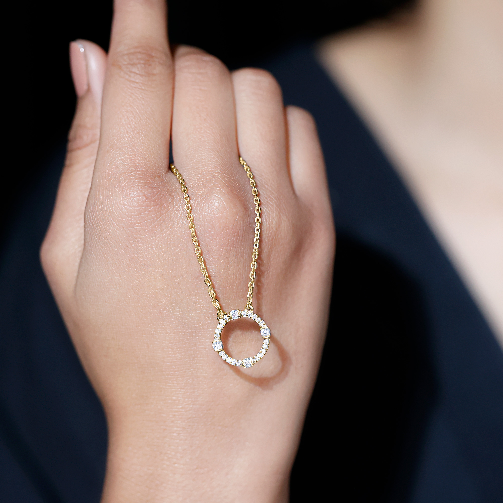 thumbnail video image 2 of Rosec Jewels Lab Grown Diamond Eternity Circle Necklace for Women - EF-VS Quality Certified with Jewelry Box, 14K Yellow Gold, 2 of 8